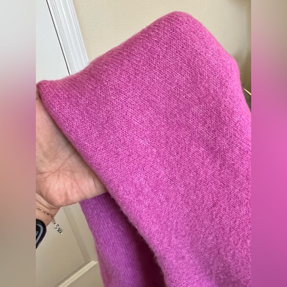 Halogen Puff Sleeve Ribbed Sweater Wool Blend square neck pink Sz: L NWT - Picture 11 of 11